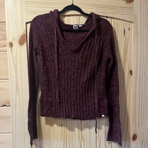 Roxy Burgundy Knit Sweater with Hood